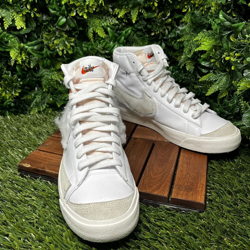 NIKE BLAZER Sneakers Men 11.5 White Leather Mid 77 Custom BQ6806-101 Unique 1493